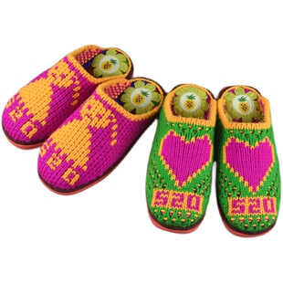 纯手工编织钩织好的毛线拖鞋成品防滑保暖婚嫁鞋居家手勾拖鞋男女