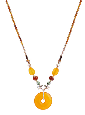 鸿澜长款玉髓玛瑙毛衣链项链