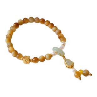 深圳弘法寺天然金虎眼石手串蛇年招财手链葫芦吊坠平安好运高级感