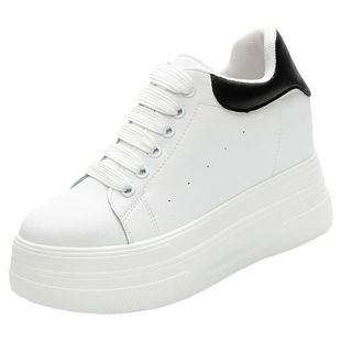 10公分内增高女鞋小个子2025年春秋真皮厚底松糕鞋百搭休闲小白鞋