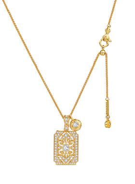 不掉色满钻无事牌项链女