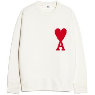 【热销甄选】Ami Paris男女同款红色爱心羊毛Oversized圆领毛衣