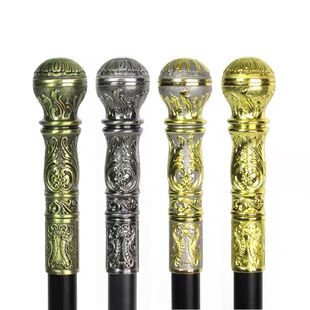 银色圆形头洛丽塔道具漫展手杖金属绅士杖老人文明棍送礼时尚男女