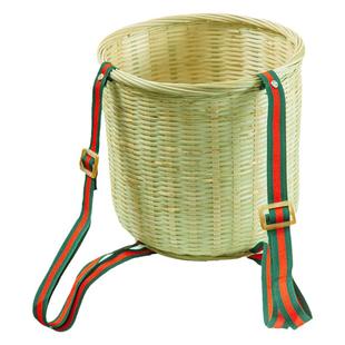 儿童背篓竹编筐有背带采摘茶叶篮手工编织筐外出小号装水果箩筐