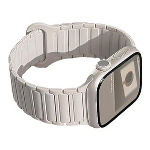 适用applewatchS11三株液态硅胶磁吸撞色表带S10/9/8苹果手表ultra表带iwatch7/6/5/SE运动表带41/45mm夏男女