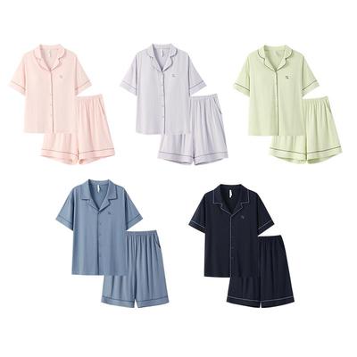 安之伴【巨凉感】情侣睡衣女夏季莫代尔带胸垫夏款家居服男士套装