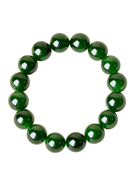 凤飞凰和田碧玉菠菜绿圆珠手链