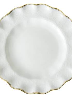 现货 英国Royal Crown Derby德贝神韵纯粹骨瓷荷叶边甜品点心盘