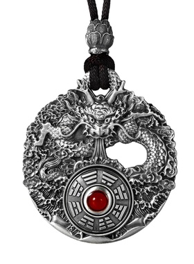 镂心转动古法龙头纯银吊坠男女款