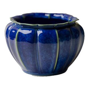 梵汝 原矿洒蓝釉葵口建水精致小杯洗高端手工水盂茶渣缸茶洗茶道