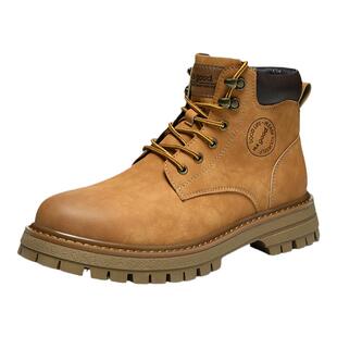 海澜之家马丁靴男款2026新款踢不烂大黄靴厚底增高低帮靴男鞋加绒