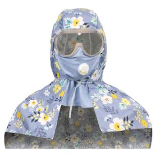 防尘帽子工作帽全脸防护工地粉尘油烟面罩封闭披肩帽一体头套风帽