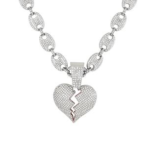 嘻哈说唱爱心项链小鬼王琳凯同款心碎形状男女伤心破碎的心吊坠