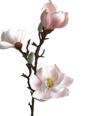 3头PU新中式玉兰仿真花客厅摆件