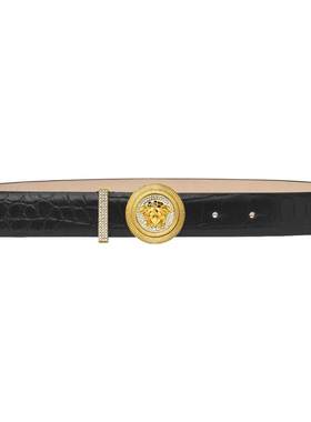 【12期免息】VERSACE/范思哲女士Medusa Biggie仿鳄鱼纹皮带3厘米
