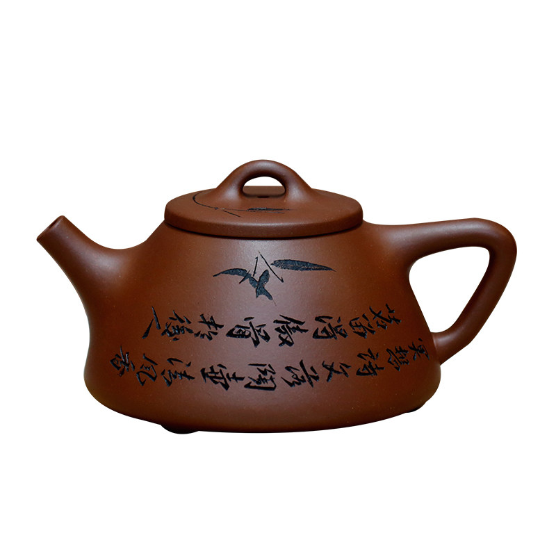 宜兴原矿底槽青石瓢紫砂壶手工