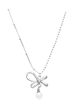 猫蛰S925纯银珍珠蝴蝶结项链