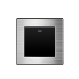 开关插座13a电制开关多孔插座面板家用暗装金属拉丝银黑灯制