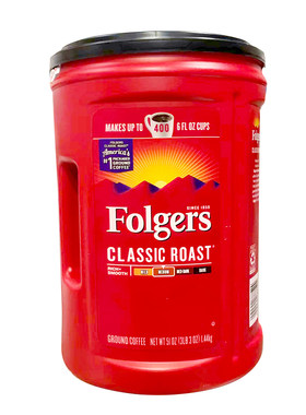 新到现货美国Folgers福爵香醇咖啡中度烘焙纯非速溶咖啡粉1.23KG