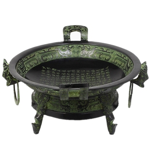 包邮新款聚宝盆青铜器仿古摆件明文炉工艺品风水摆设装饰古玩客厅