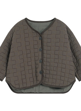 2024秋冬季儿童日系菱格棉服外套