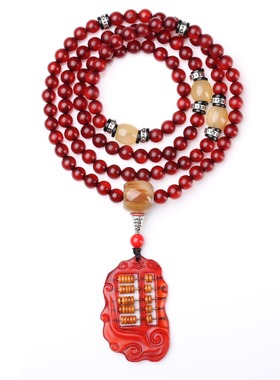 天然满血羊角108颗d22吊坠款佛珠