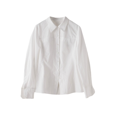 轻奢白色分割线AS收腰立领衬衫