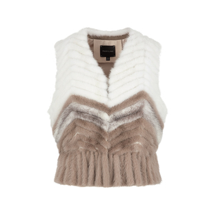 MARYLING玛俪琳秋季新品米白色高级感水貂毛皮草马甲A1DGW9F060