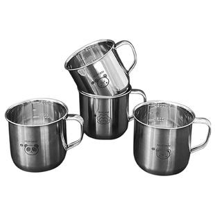 儿童水杯304不锈钢家用卡通夏季幼儿园专用口杯上学宝宝刻度量杯