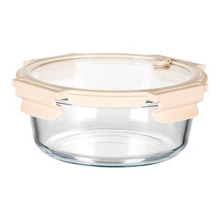 圆形三分格饭盒玻璃盖可微波炉加热专用玻璃碗食品级分隔蒸饭碗