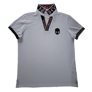 HYDROGEN男装夏季短袖polo衫翻领T恤男士休闲纯棉时尚刺绣V领直筒