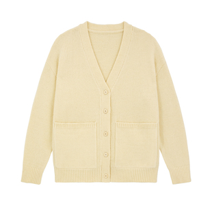 「MISAZ」 厚厚软软大开衫 宽松慵懒风 落肩排扣V领羊毛针织外套