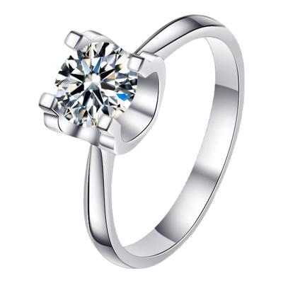 莫桑石钻戒925纯银1克拉情侣戒指