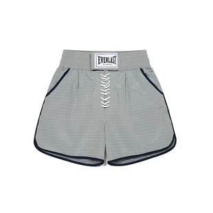 美国EVERLAST拳击训练短裤男女格纹绑带内网透气运动健身四分裤春