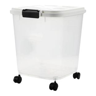 海盐防潮储存桶翻盖式硅胶密封多功能可移动滑轮海水缸换水化盐桶