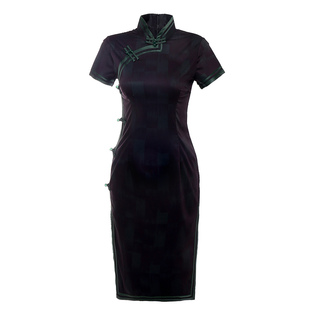 黑色旗袍秋女年轻款气质改良连衣裙中国风鱼尾形体晚礼服走秀长款