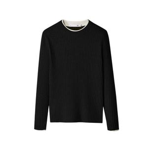 HLA/海澜之家含绵羊毛针织衫24秋季新纯色圆领通勤风保暖毛衣女装