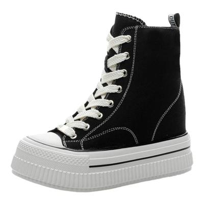 超高跟厚底帆布鞋13cm内增高高帮