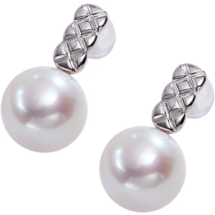 南珠宫月汐 铂金淡水珍珠耳钉轻奢高级感生日礼物送女士CJE094PD