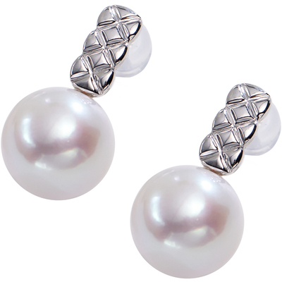 南珠宫月汐 铂金淡水珍珠耳钉轻奢高级感生日礼物送女士CJE094PD