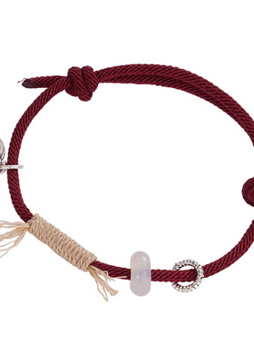 S999足银柿柿如意本命年红绳手链