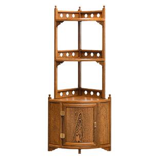 鸡翅木墙角柜半圆实木拐角柜三角柜家用中式转角置物架边柜花架子