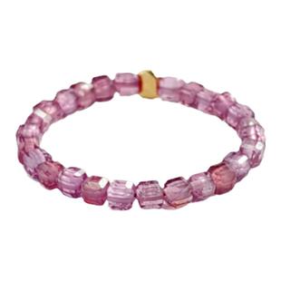 石榴石戒指女轻奢小众水晶小方糖指环自律素圈情侣对戒食指尾戒