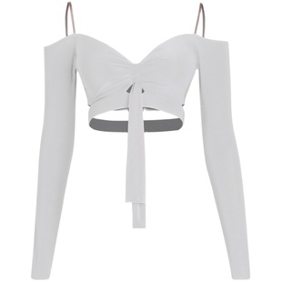 ZYM【热红酒颂歌】上衣高级感拉丁舞练功服女一字领带胸棉23116