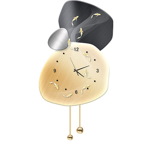 轻奢客厅玄关装饰画带钟表石来运转挂钟立体创意格栅装饰壁灯挂件