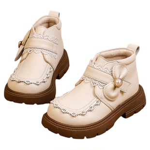 真皮软底女童短靴子2025年秋冬新款洋气小女孩公主单靴加绒马丁靴