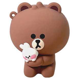 LINE FRIENDS布朗熊硅胶斜跨单肩包零钱包化妆耳机迷你收纳袋挂件