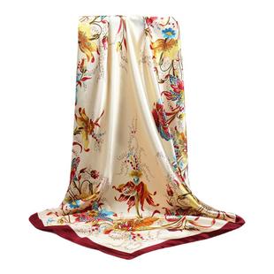 杭州丝绸90方巾丝巾批量发春秋百搭绸缎百搭围巾仿真丝领巾包头巾