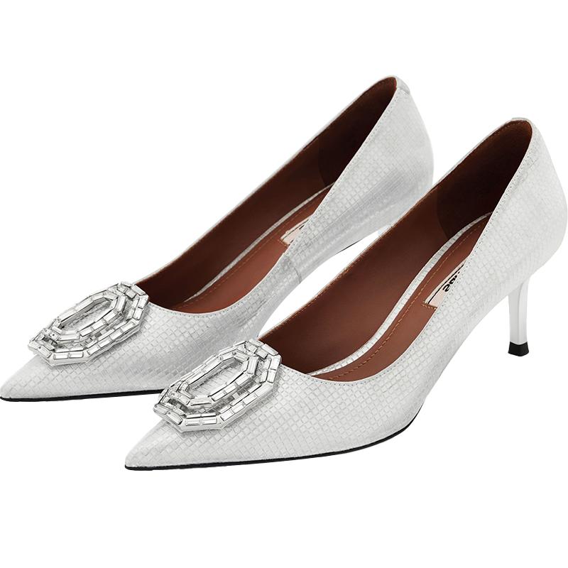 73hours女鞋零度月光春季新款尖头法式细跟高跟浅口单鞋气质婚鞋