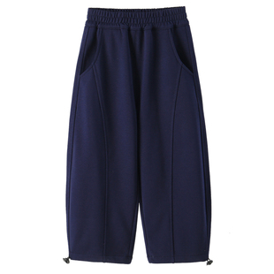 男女童运动裤春季2026新款儿童中大童纯棉弯刀裤男孩宽松裤子薄款